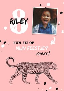 Kinderfeestje leopard zwart wit met foto en spetters