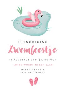 kinderfeestje meisje zwemfeestje flamingo zwembad