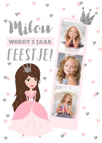 Kinderfeestje prinses fotostrip hartjes