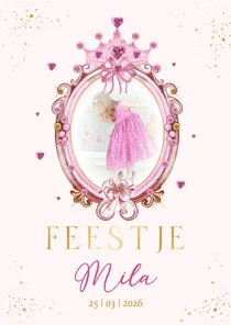 Kinderfeestje prinsessenthema spiegel met juwelen