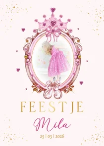 Kinderfeestje prinsessenthema spiegel met juwelen