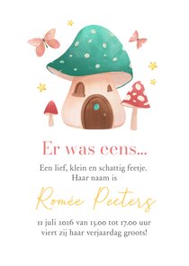 Kinderfeestje sprookje paddestoelenhuis feeën feestje 
