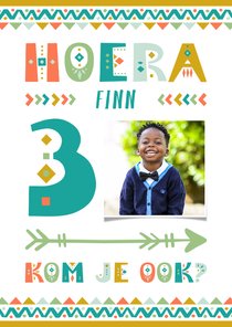 Kinderfeestje uitnodiging 3 jaar tribal stijl jongen
