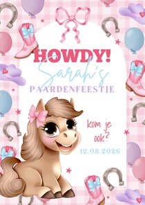 Kinderfeestje uitnodiging cowboy paardenfeestje