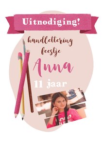 Kinderfeestje uitnodiging voor creatief handlettering party