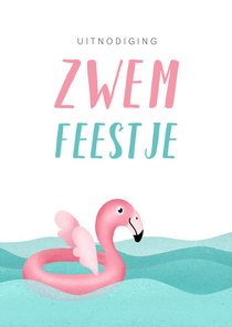 Kinderfeestje uitnodiging zwemmen flamingo water