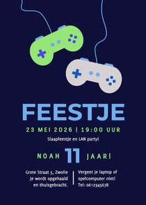 Kinderfeestje uitnodigingen game feestje met controllers