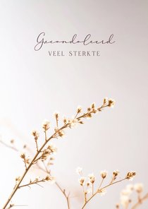 Klassiek condoleancekaart met subtiel takje gecondoleerd