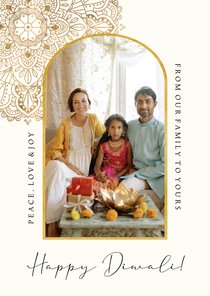 Klassieke Diwali kaart mandala goudlook foto 'Happy Diwali'