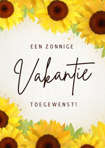 Klassieke fijne en zonnige vakantiekaart met zonnebloemen