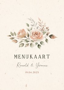 Klassieke jubileum menukaart met bloemen 