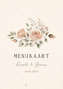 Klassieke jubileum menukaart met bloemen 