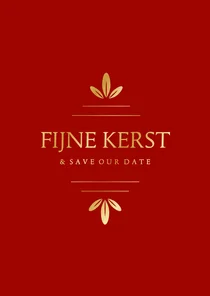Klassieke save the date kerstkaart met gouden ornament