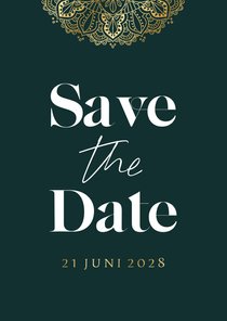 Klassieke save the date mandala goud