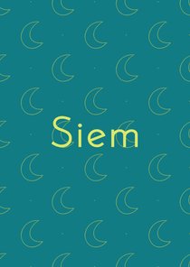 Kleurrijk geboortekaartje met patroon van maantjes