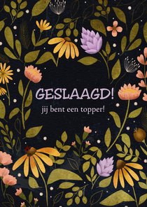 Kleurrijke felicitatiekaart voor het slagen