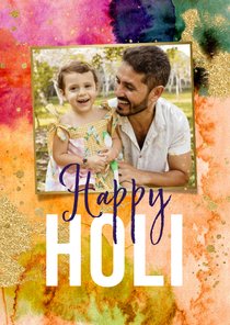 Kleurrijke Holi kaart watercolor goud foto