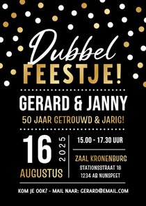 Krijtbord look dubbel feest uitnodiging jubileum & jarig