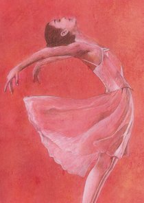 Kunstkaart sierlijke ballerina in acryl