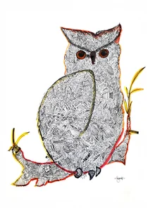 Kunstkaart van een uil