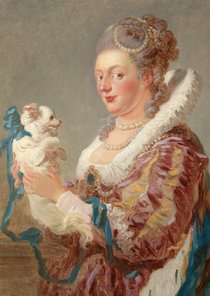 Kunstkaart van Jean Honoré Fragonard. Vrouw met hond