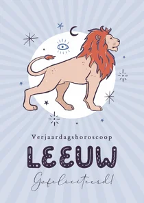 Leeuw horoscoop verjaardagskaart spiritueel zodiac