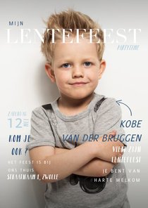 Lentefeest uitnodiging in magazine stijl met foto en teksten