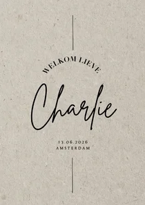 Less is more geboortekaartje kraft moderne typografie