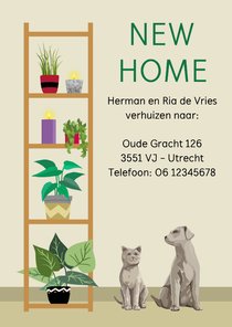 Leuk en vlot verhuisbericht met planten, hond en poes