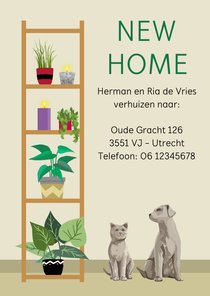 Leuk en vlot verhuisbericht met planten, hond en poes.