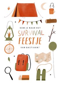 Leuk kinderfeestje survival kampeer outdoor illustratie