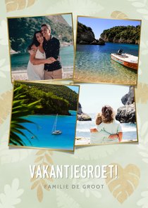 Leuke fotocollage vakantiekaart met gouden plantjes 