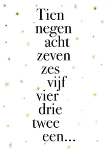 Leuke nieuwjaarskaart met typografie en gouden sterren