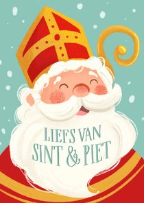 Leuke sinterklaaskaart met liefs van Sint en Piet