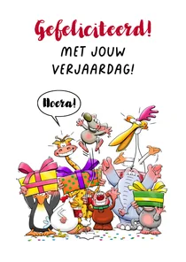 Leuke verjaardagskaart met grappige beesten