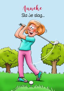 Leuke verjaardagskaart voor een vrouw die golf speelt