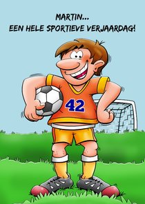Leuke verjaardagskaart voor voetballende man rond de 40 jaar