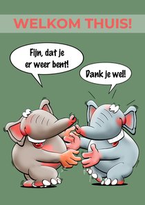 Leuke welkom thuis kaart voor je collega of vriend