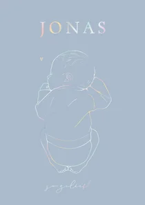 Lief geboortekaartje baby slapend op de buik - holografisch 