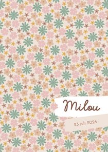 Lief geboortekaartje met schattige bloemetjes