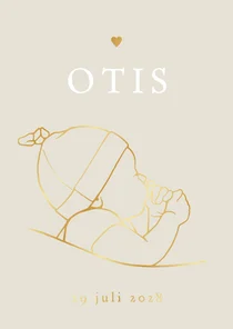 Lief geboortekaartje slapende baby – goudfolie