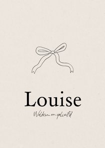 Lief geboortekaartje strik minimalistisch beige