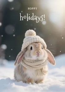 Lief kerstkaartje met schattig konijntje hoppy holidays
