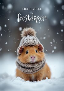 Lief kerstkaartje met schattige cavia liefdevolle feestdagen