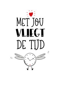 Liefdekaart met jou vliegt de tijd met leuke illustratie