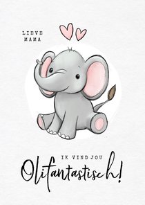 Liefdekaart olifant fantastisch humor kind hartjes