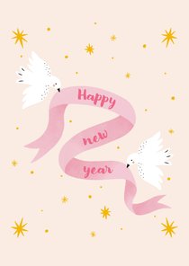 Liefdevolle kerst en nieuwjaarskaart met vogels