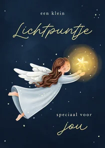 Liefdevolle kerstkaart engel met ster lichtpuntje voor jou