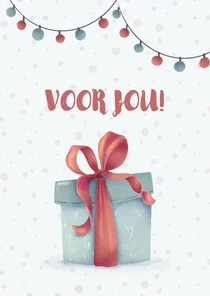 Lieve cadeaukaart 'Voor jou!' met cadeau en slingers