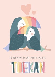 Lieve kaart met illustratie van twee toekans